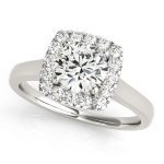 Halo Engagement Ring, Round Shape, in White Gold - 84658