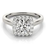 Halo Engagement Ring, Round Shape, in White Gold - 84658