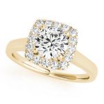 Halo Engagement Ring, Round Shape, in Yellow Gold - 84658