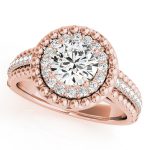 Halo Engagement Ring, Round Shape, in Rose Gold - 84666