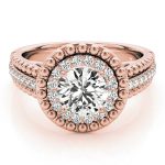 Halo Engagement Ring, Round Shape, in Rose Gold - 84666