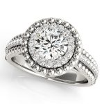 Halo Engagement Ring, Round Shape, in Sterling Silver - 84666