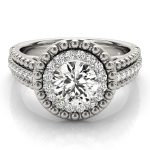 Halo Engagement Ring, Round Shape, in Platinum - 84666