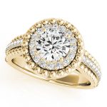 Halo Engagement Ring, Round Shape, in Yellow Gold - 84666