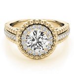 Halo Engagement Ring, Round Shape, in Yellow Gold - 84666