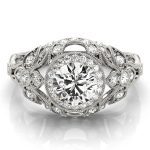 Vintage Engagement Ring, Round Shape, in White Gold - 84672