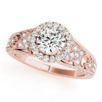 Halo Engagement Ring, Round Shape, in Rose Gold - 84673