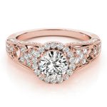 Halo Engagement Ring, Round Shape, in Rose Gold - 84673