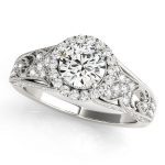 Halo Engagement Ring, Round Shape, in Sterling Silver - 84673