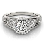 Halo Engagement Ring, Round Shape, in White Gold - 84673