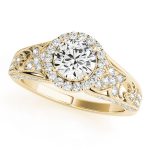 Halo Engagement Ring, Round Shape, in Yellow Gold - 84673