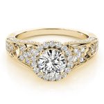 Halo Engagement Ring, Round Shape, in Yellow Gold - 84673