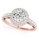 Halo Engagement Ring, Round Shape, in Rose Gold - 84677