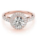 Halo Engagement Ring, Round Shape, in Rose Gold - 84677