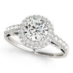 Halo Engagement Ring, Round Shape, in White Gold - 84677