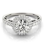 Halo Engagement Ring, Round Shape, in White Gold - 84677