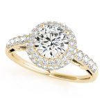 Halo Engagement Ring, Round Shape, in Yellow Gold - 84677