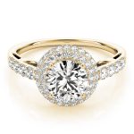 Halo Engagement Ring, Round Shape, in Yellow Gold - 84677