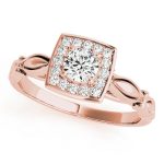 Halo Engagement Ring, Round Shape, in Rose Gold - 84679