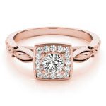 Halo Engagement Ring, Round Shape, in Rose Gold - 84679