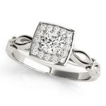 Halo Engagement Ring, Round Shape, in White Gold - 84679