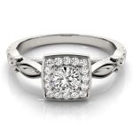 Halo Engagement Ring, Round Shape, in White Gold - 84679