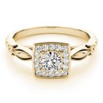 Halo Engagement Ring, Round Shape, in Yellow Gold - 84679