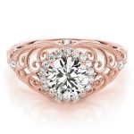 Vintage Engagement Ring, Round Shape, in Rose Gold - 84680