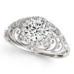 Vintage Engagement Ring, Round Shape, in White Gold - 84680