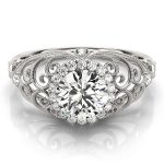 Vintage Engagement Ring, Round Shape, in White Gold - 84680