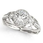 Vintage Engagement Ring, Round Shape, in White Gold - 84681