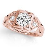 Antique Engagement Ring, Vintage Style, Round Shape, in Rose Gold - 82666