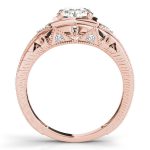 Antique Engagement Ring, Vintage Style, Round Shape, in Rose Gold - 82666