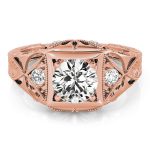 Antique Engagement Ring, Vintage Style, Round Shape, in Rose Gold - 82666