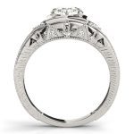 Antique Engagement Ring, Vintage Style, Round Shape, in Platinum - 82666