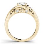 Antique Engagement Ring, Vintage Style, Round Shape, in Yellow Gold - 82666