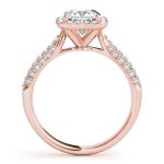 Multirow Engagement Ring, Pave Style, Cushion Shape, in Rose Gold - 51013