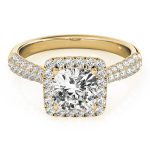 Multirow Engagement Ring, Pave Style, Cushion Shape, in Yellow Gold - 51013