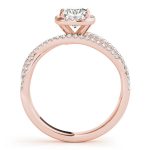 Side Stone Engagement Ring, Cushion Shape, in Rose Gold - 51021