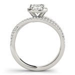 Side Stone Engagement Ring, Cushion Shape, in White Gold - 51021