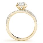 Side Stone Engagement Ring, Cushion Shape, in Yellow Gold - 51021