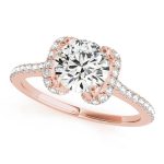 Side Stone Engagement Ring, Round Shape, in Rose Gold - 84746