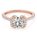 Side Stone Engagement Ring, Round Shape, in Rose Gold - 84746