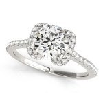 Side Stone Engagement Ring, Round Shape, in Sterling Silver - 84746