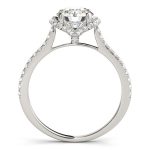 Side Stone Engagement Ring, Round Shape, in White Gold - 84746