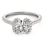 Side Stone Engagement Ring, Round Shape, in Sterling Silver - 84746