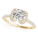 Side Stone Engagement Ring, Round Shape, in Yellow Gold - 84746