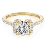 Side Stone Engagement Ring, Round Shape, in Yellow Gold - 84746