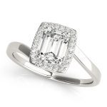 Tension Engagement Ring, Emerald Shape, in White Gold - 84762