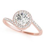 Halo Engagement Ring, Round Shape, in Rose Gold - 84766